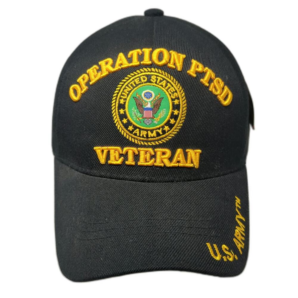 U.S. Warriors Baseball Cap Black OSFM Operation PTSD Army Veteran Hat Strapback